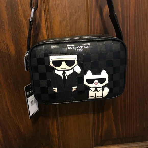 NWT Karl Lagerfeld Maybelle crossbody bag Choupette Black on Black 9X6X3 - Picture 2 of 8